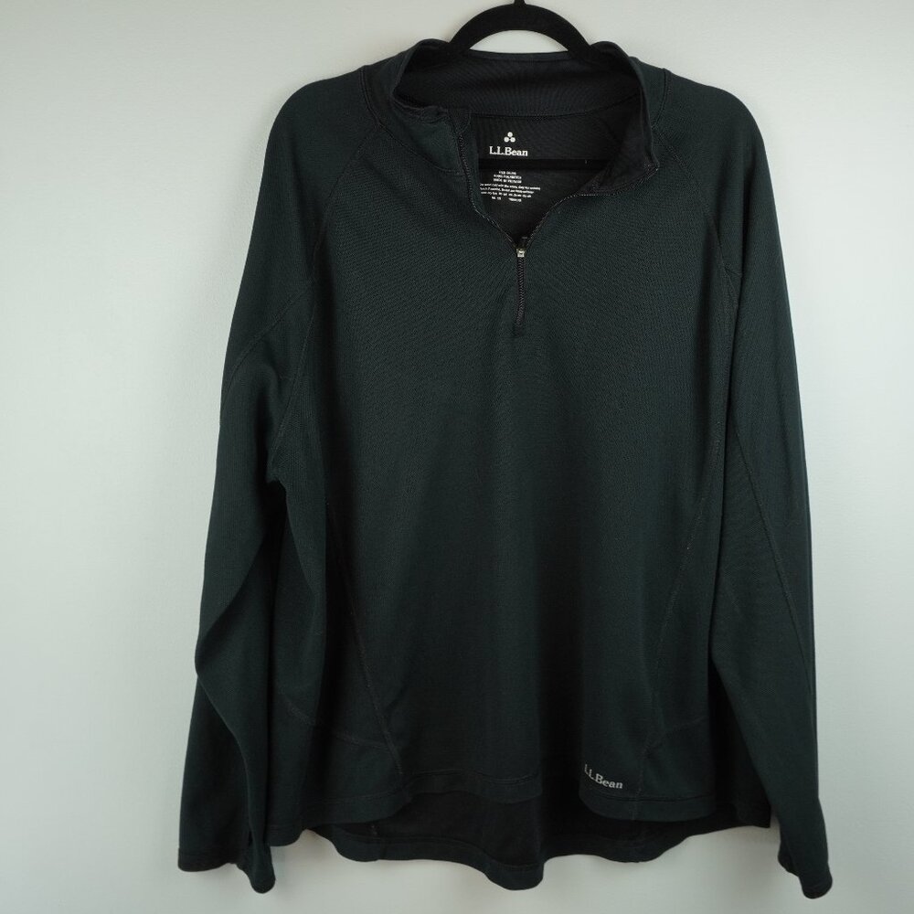 LL Bean Midweight Black Pullover 1/4 Zip Shirt Size XXL
